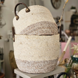 Eleganter Aufbewahrungskorb im Boho-Stil – Natur Rosa "S"
