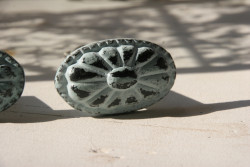 Möbelknauf Knopf Eisen antique opal-blau oval