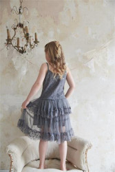Vintage Mädchenkleid Elfe rauch blue