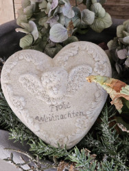 Keramikherz Frohe Weihnachten Engel