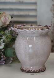 Übertopf pastell rose antique krakeliert H.14 cm